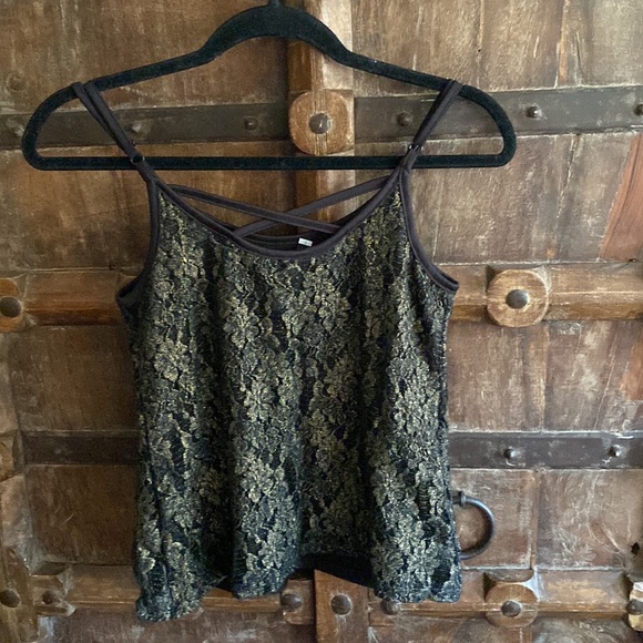 Y2K lace gold and black tank top - Picture 5 of 8